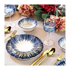 Jídelní sada 12 ks bílá/modrá/porcelán 430KSV8963