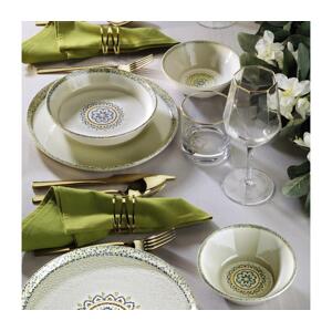 Jídelní sada 12 ks zelená/porcelán 430KSV8964