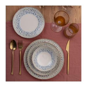 Jídelní sada 24 ks modrá/béžová/porcelán 387GRP1373