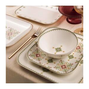 Jídelní sada 26 ks bílá/zelená/porcelán 710KTP9747