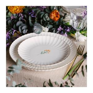 Jídelní sada 27 ks bílá/zlatá/porcelán 710KTP9748