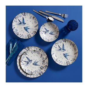 Jídelní sada 24 ks bílá/modrá/porcelán 387GRP1378