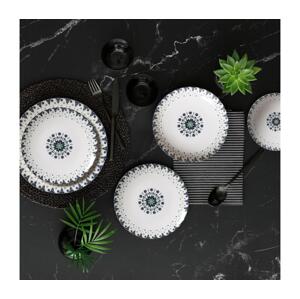 Jídelní sada 24 ks bílá/modrá/porcelán 387GRP1379