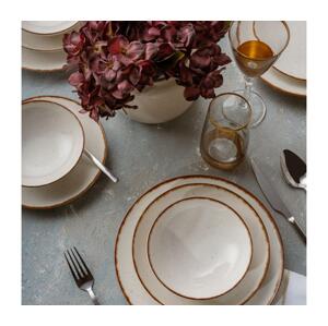 Jídelní sada 24 ks béžová/hnědá/porcelán 387GRP1381