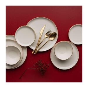 Jídelní sada 16 ks béžová/zlatá/porcelán 387GRP1383