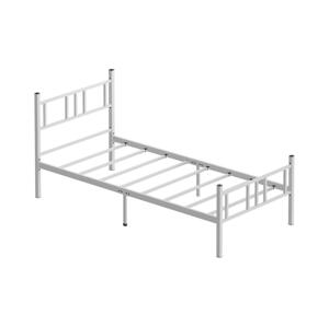 Kovová jednolůžková postel PIRON 90x200 cm bílá nosnost 120 kg 837WST1111