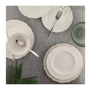 Jídelní sada 26 ks bílá/stříbrná/kostní porcelán 710KTP3684