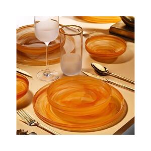 Jídelní sada 18 ks oranžová/sklo 711BRN1104