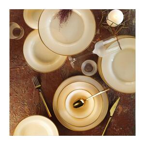 Jídelní sada 18 ks béžová/zlatá/porcelán 711BRN1105