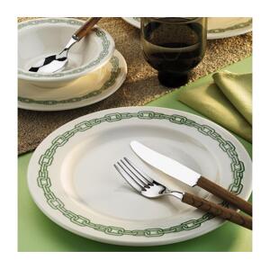 Jídelní sada 24 ks bílá/zelená/porcelán 711BRN1107