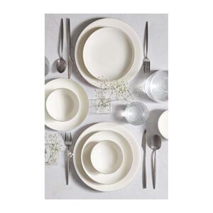Jídelní sada 18 ks bílá/stříbrná/porcelán 710KTP4509