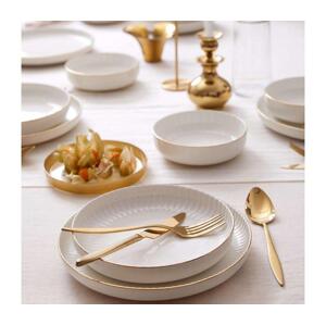Jídelní sada 18 ks bílá/zlatá/porcelán 710KTP4532