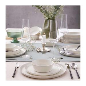 Jídelní sada 24 ks bílá/stříbrná/porcelán 710KTP4538