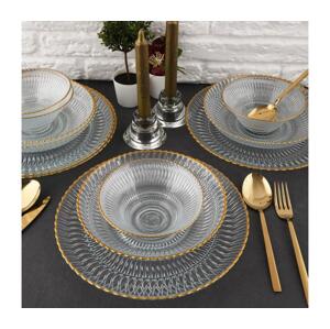 Jídelní sada 12 ks čirá/zlatá/sklo 330SBL1101