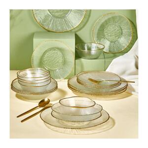 Jídelní sada 24 ks čirá/zlatá/sklo 337GLZ1126