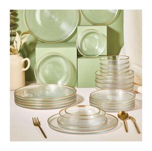Jídelní sada 24 ks čirá/zlatá/sklo 337GLZ1128