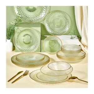 Jídelní sada 24 ks čirá/zlatá/sklo 337GLZ1130