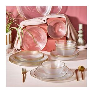 Jídelní sada 24 ks čirá/zlatá/sklo 337GLZ1137