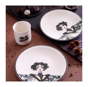 Jídelní sada 4 ks černá/bílá/porcelán 710KTP3721